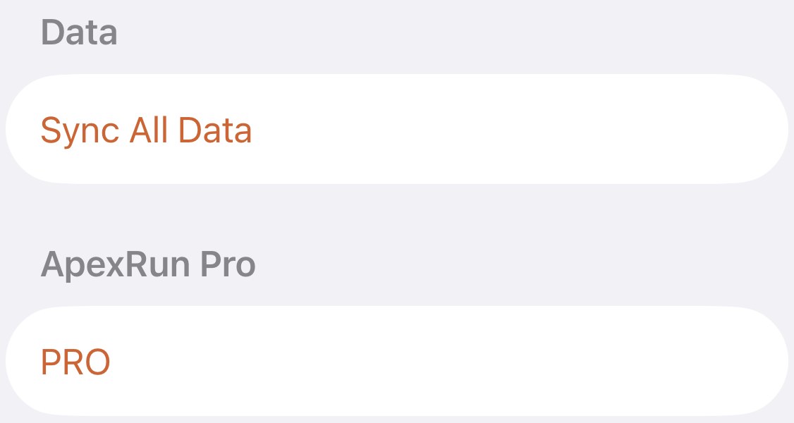 The Data section of Apex Run's Settings with the single Sync All Data button